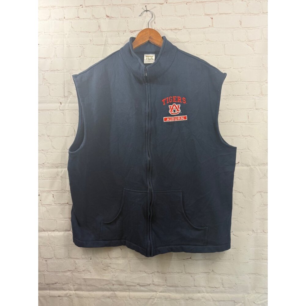 Auburn Tigers Fleece Vest Mens Size 2XL Blue TCX Apparel Full Front Zip Closure